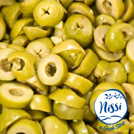 Organic Greek Nissi Halkidiki Olives Large Sliced 500g